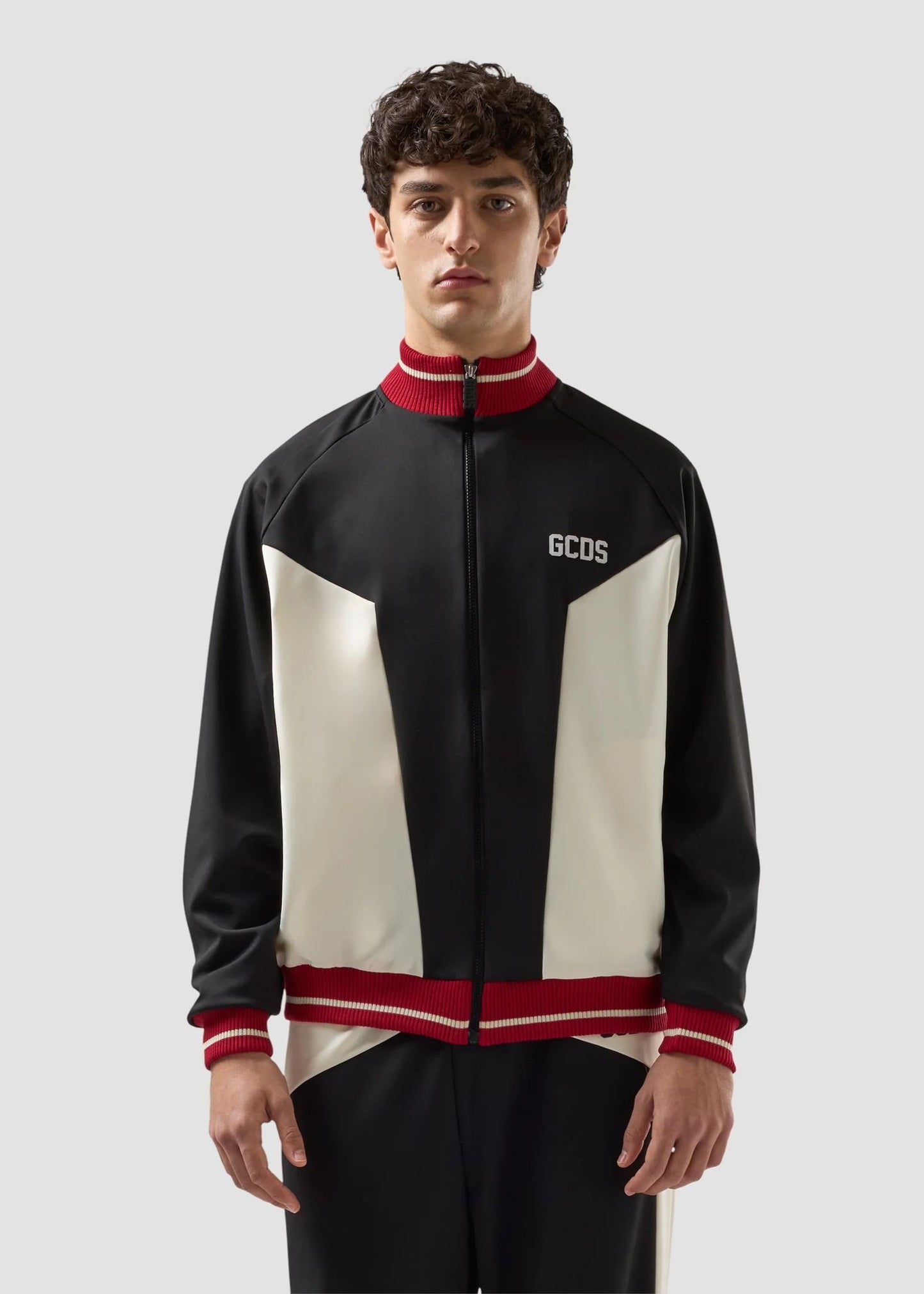 Felpa GCDS Essentials fullzip in nylon color block uomo