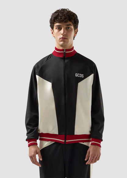 Felpa GCDS Essentials fullzip in nylon color block uomo