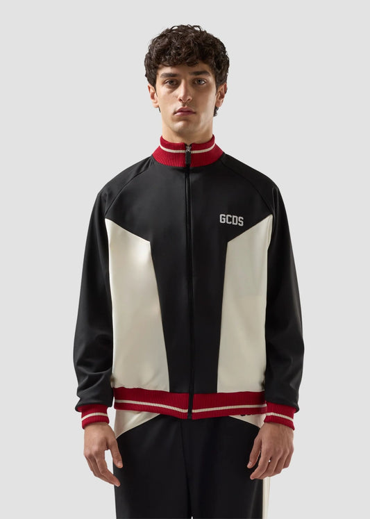 Felpa GCDS Essentials fullzip in nylon color block uomo