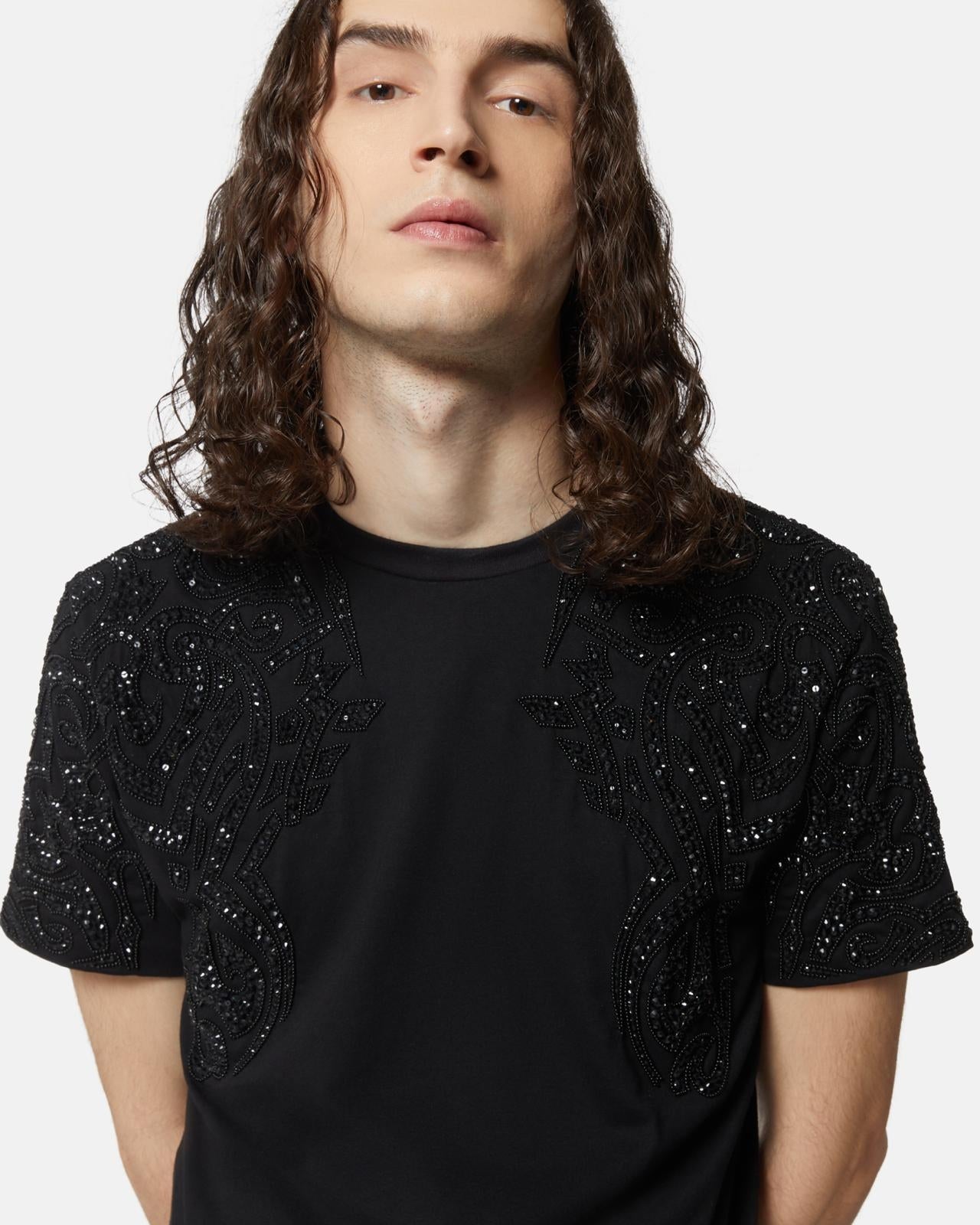 T-Shirt John Richmond con ricami e strass uomo