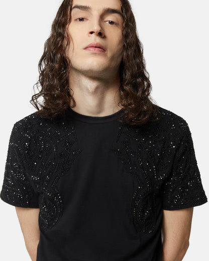 T-Shirt John Richmond con ricami e strass uomo