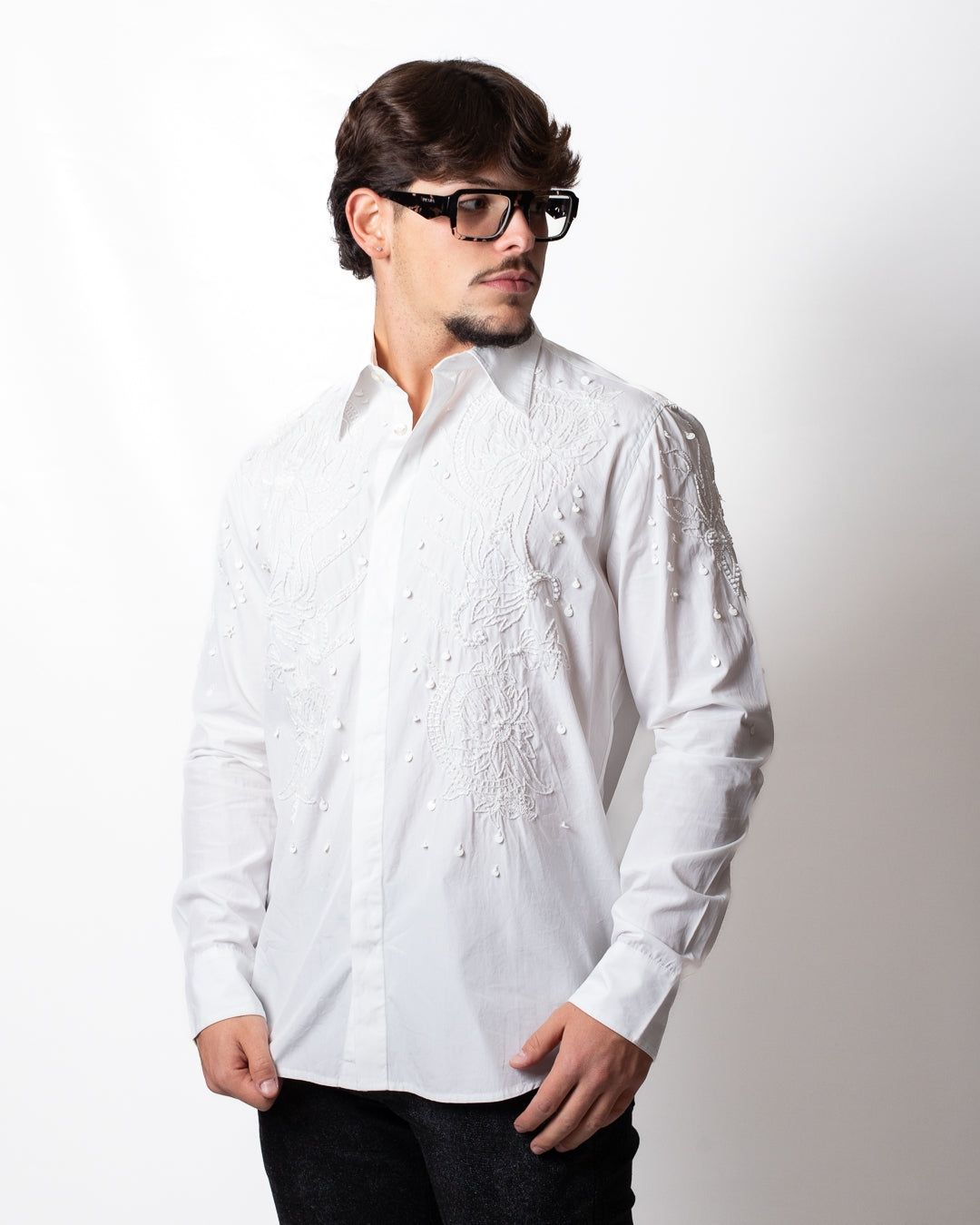 Camicia John Richmond con ricami e paillettes uomo