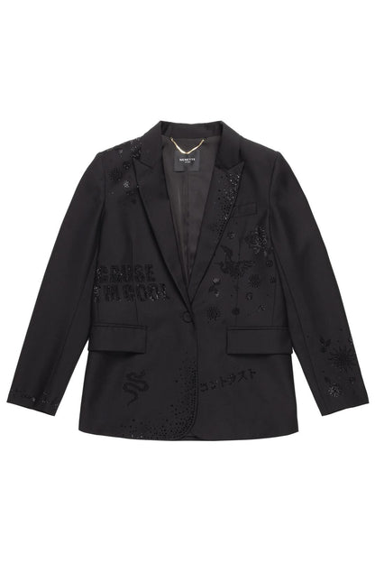 Giacca blazer Nenette monopetto in lana con strass donna