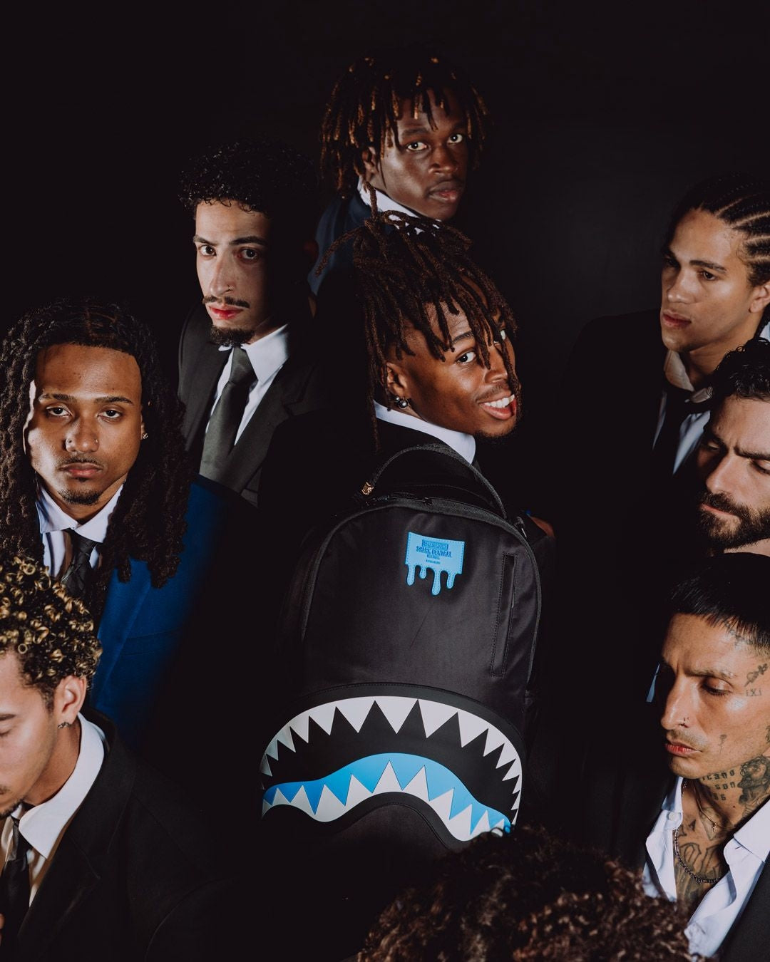 Zaino Sprayground nero SHARK CENTRAL LIGHT BLUE BACKPACK