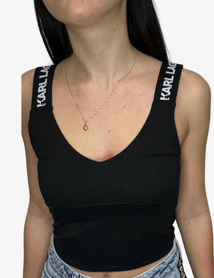 Top Karl Lagerfeld Jeans con spalline logate donna