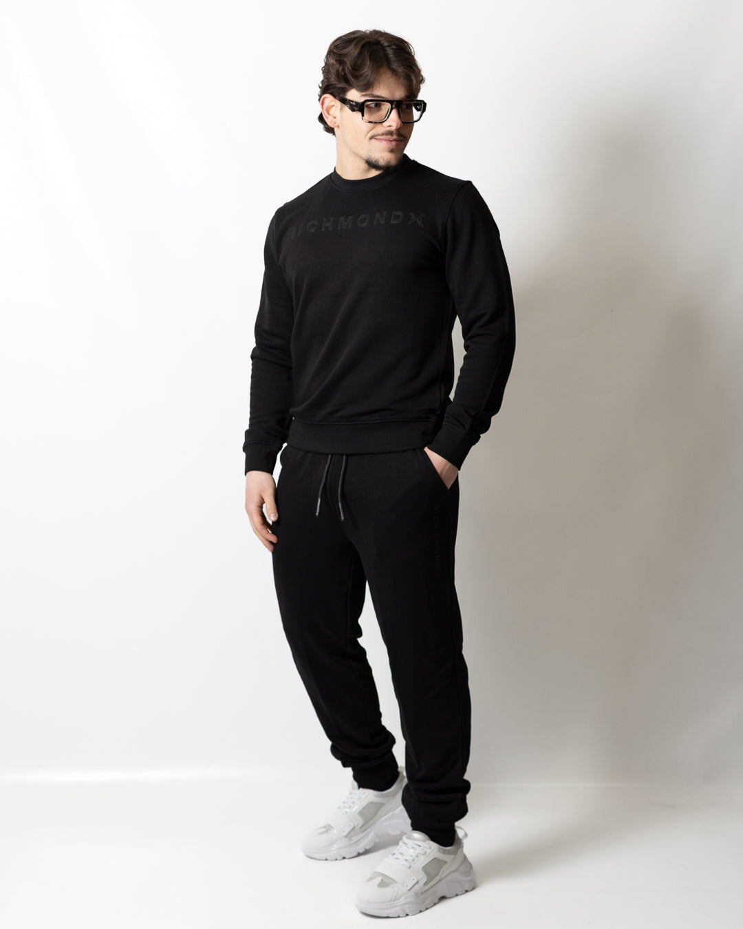 Felpa Richmond X girocollo con logo in rilievo uomo