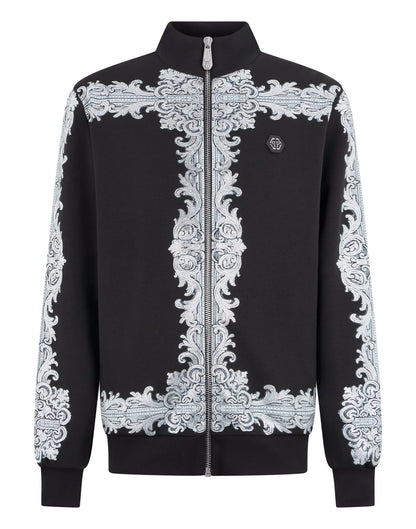 Felpa Philipp Plein "Baroque Stones" full zip con cristalli e stampa