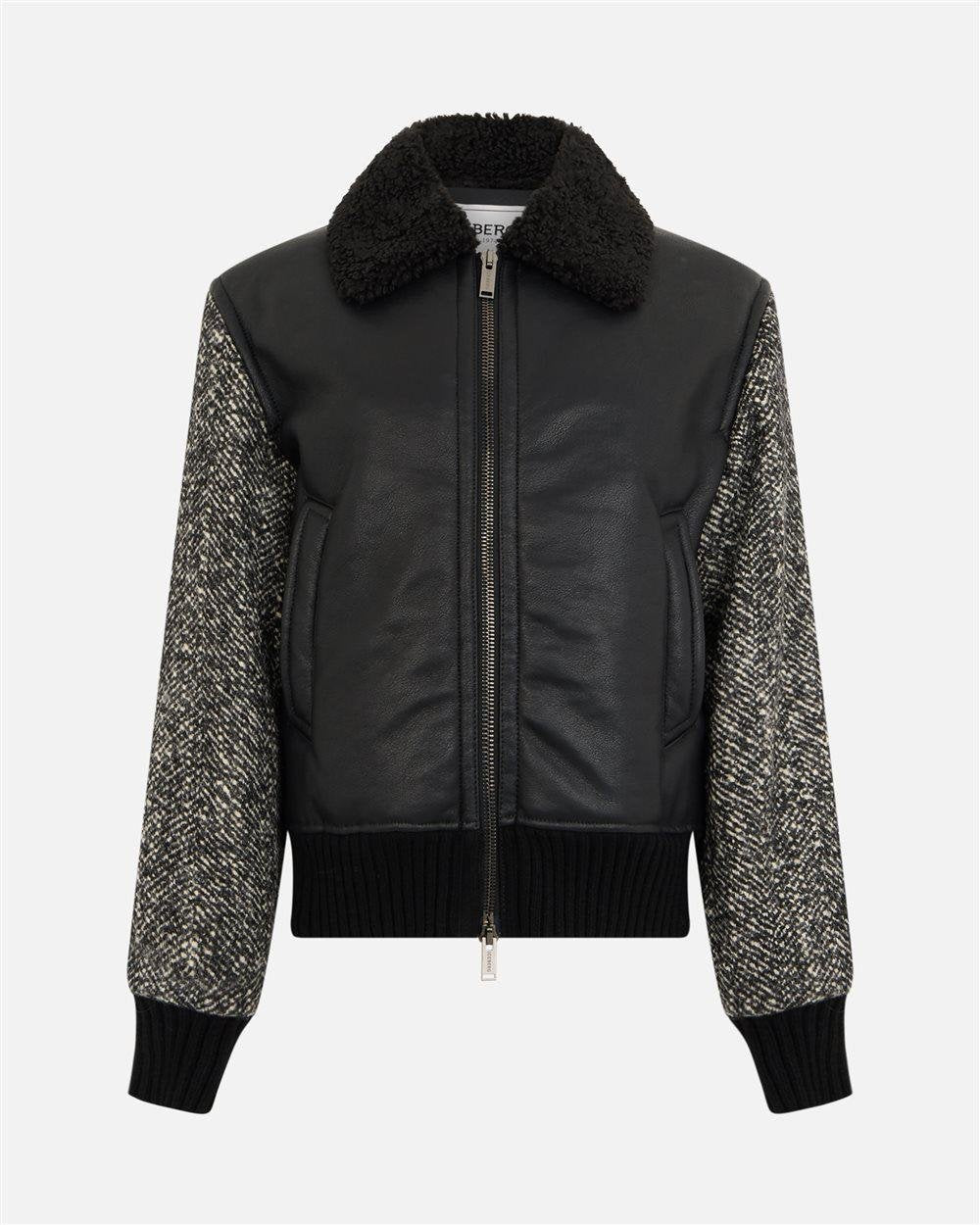 Giubbotto Iceberg in eco montone e lana con logo metallico in rilievo