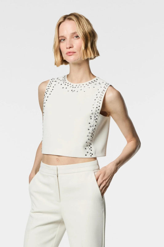 Top Nenette con borchie e strass donna