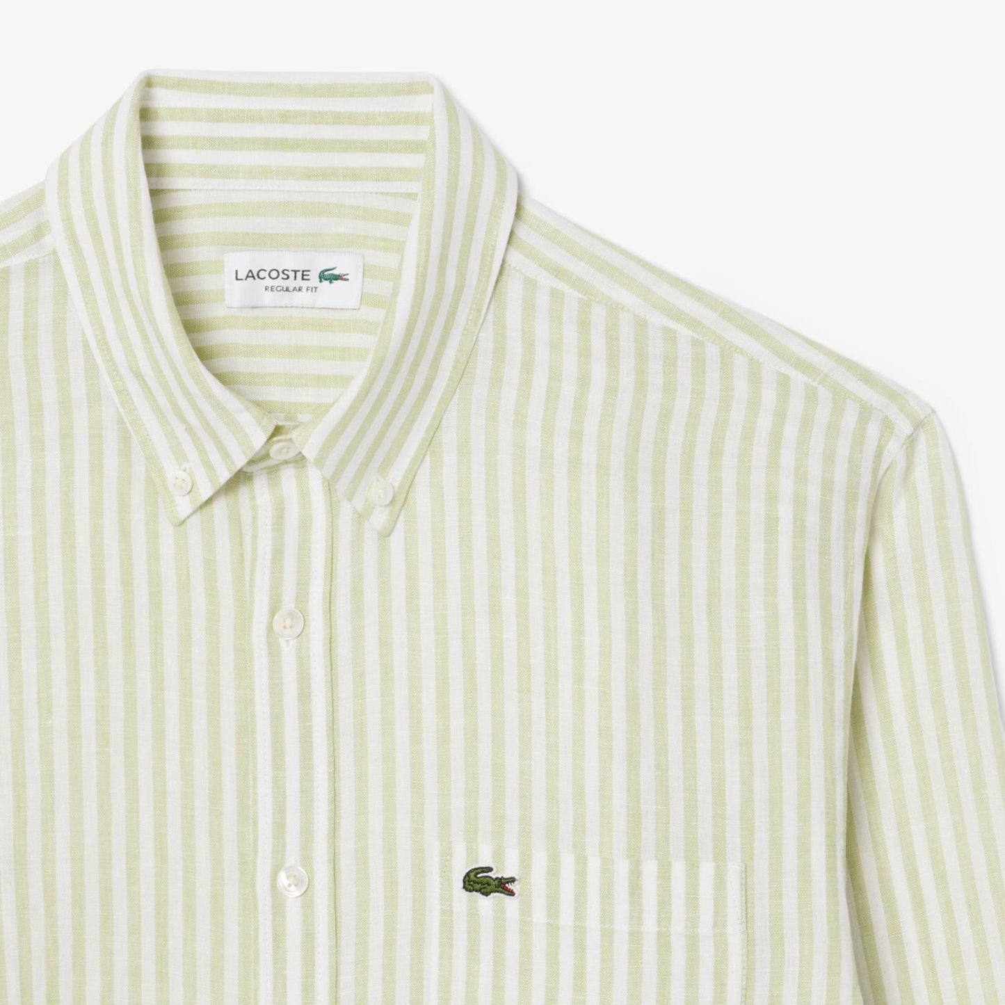Camicia Lacoste regular in lino a strisce uomo