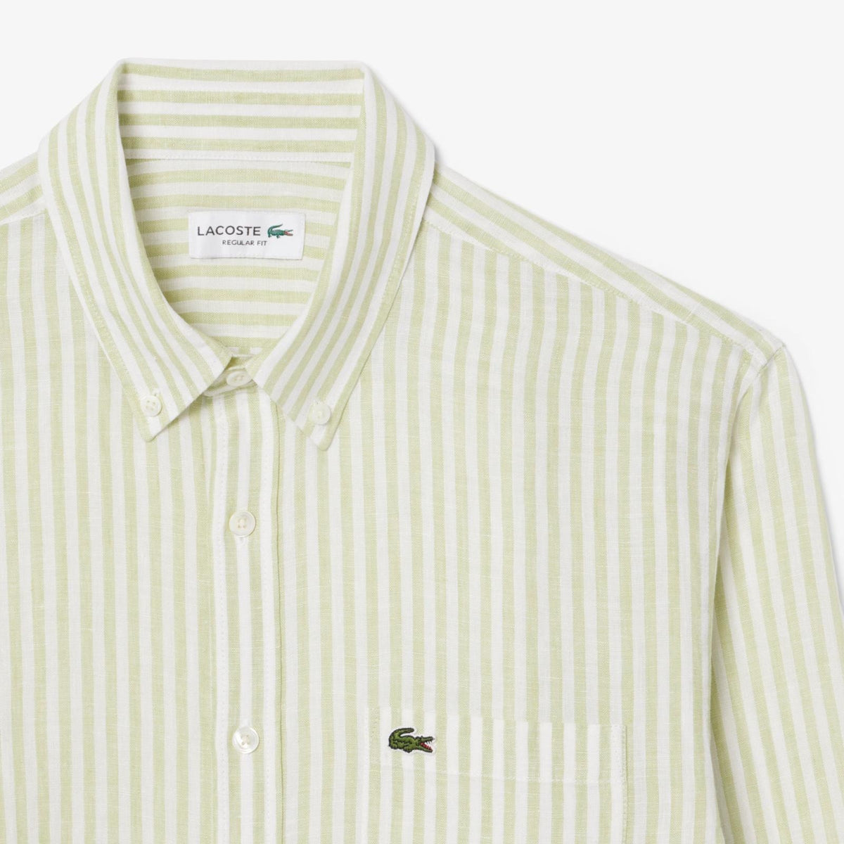 Camicia Lacoste regular in lino a strisce uomo