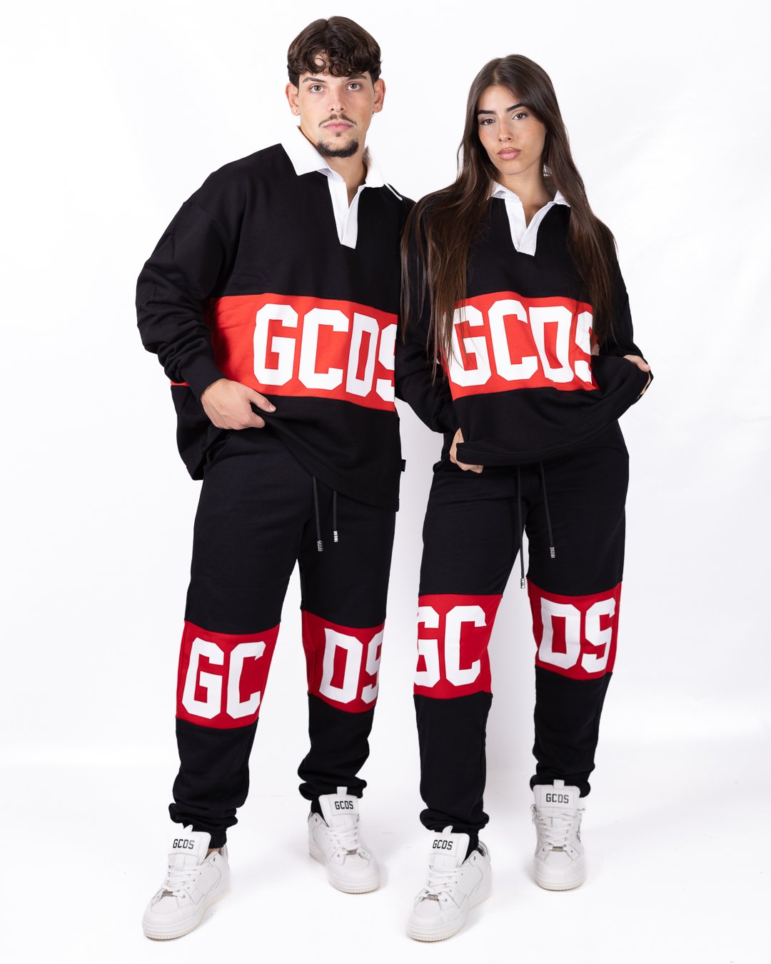 Felpa polo con maxi logo GCDS a contrasto 
