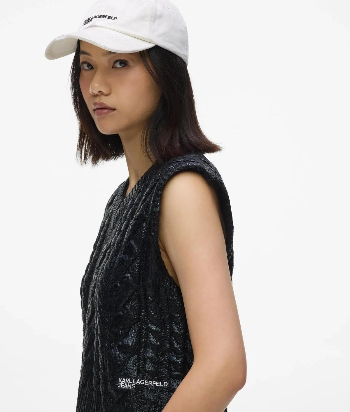 Gilet Karl Lagerfeld Jeans in maglia effetto metallizzato con logo ricamato