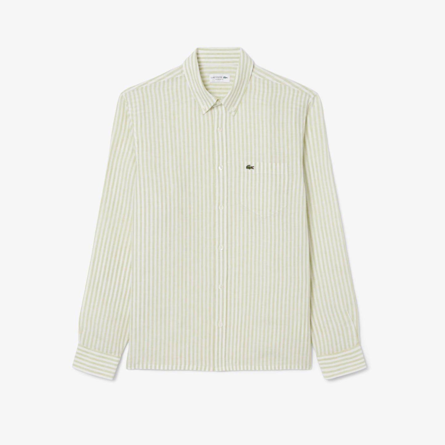 Camicia Lacoste regular in lino a strisce uomo