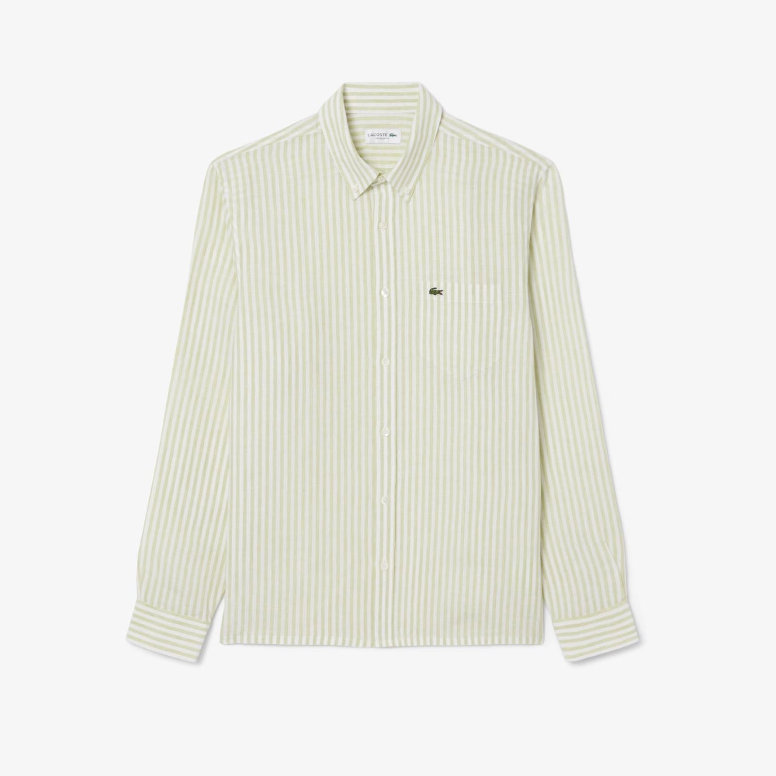Camicia Lacoste regular in lino a strisce uomo