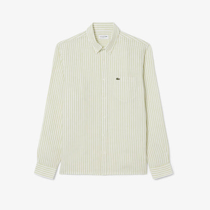 Camicia Lacoste regular in lino a strisce uomo