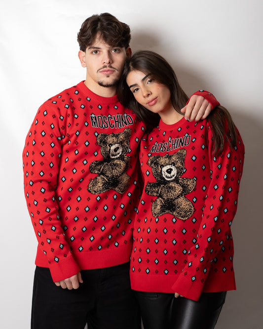Maglia Moschino girocollo con logo Teddy 