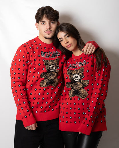 Maglia Moschino girocollo con logo Teddy 