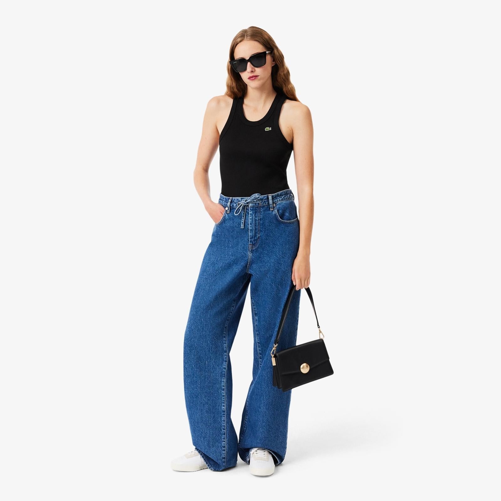 Canotta Lacoste in costina logo classic donna