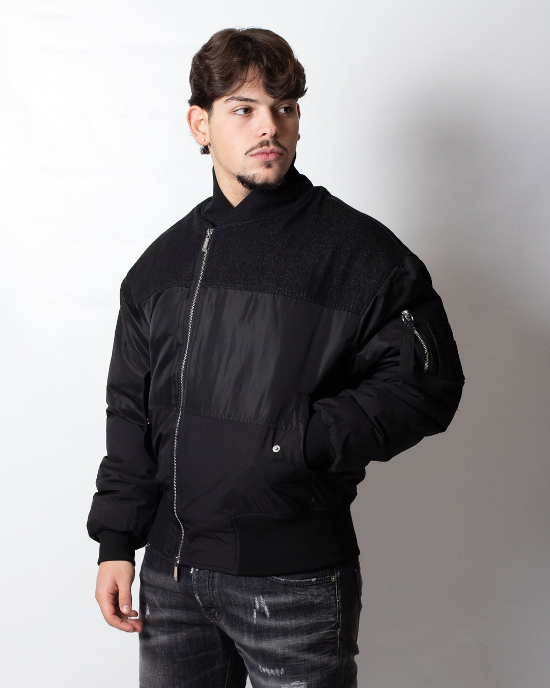 Giubbotto Gaelle bomber in nylon e denim uomo