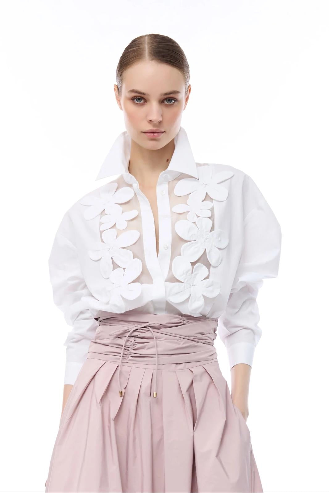 Camicia Nenette con ricami floreali donna