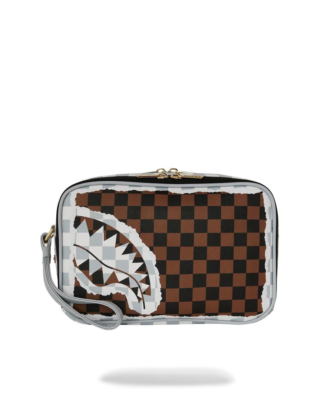 Pochette e beauty Sprayground marrone "CREAM AND BROWN TEAR CHECK TOILETRY BAG"