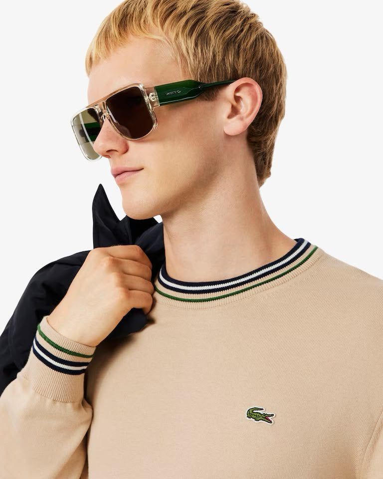 Maglia Lacoste girocollo con strisce a contrasto uomo