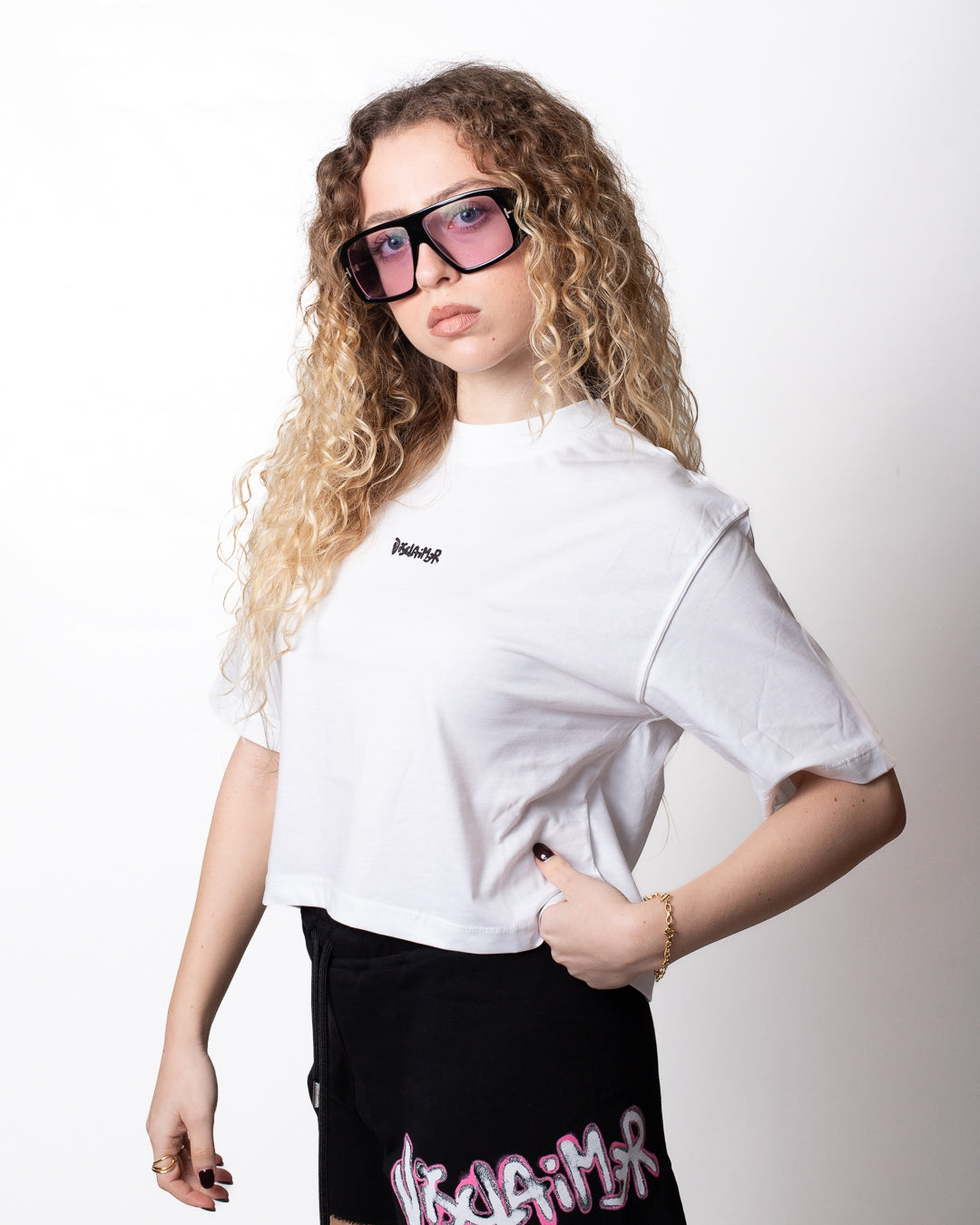 T-Shirt Disclaimer cropped con stampa "Star" donna