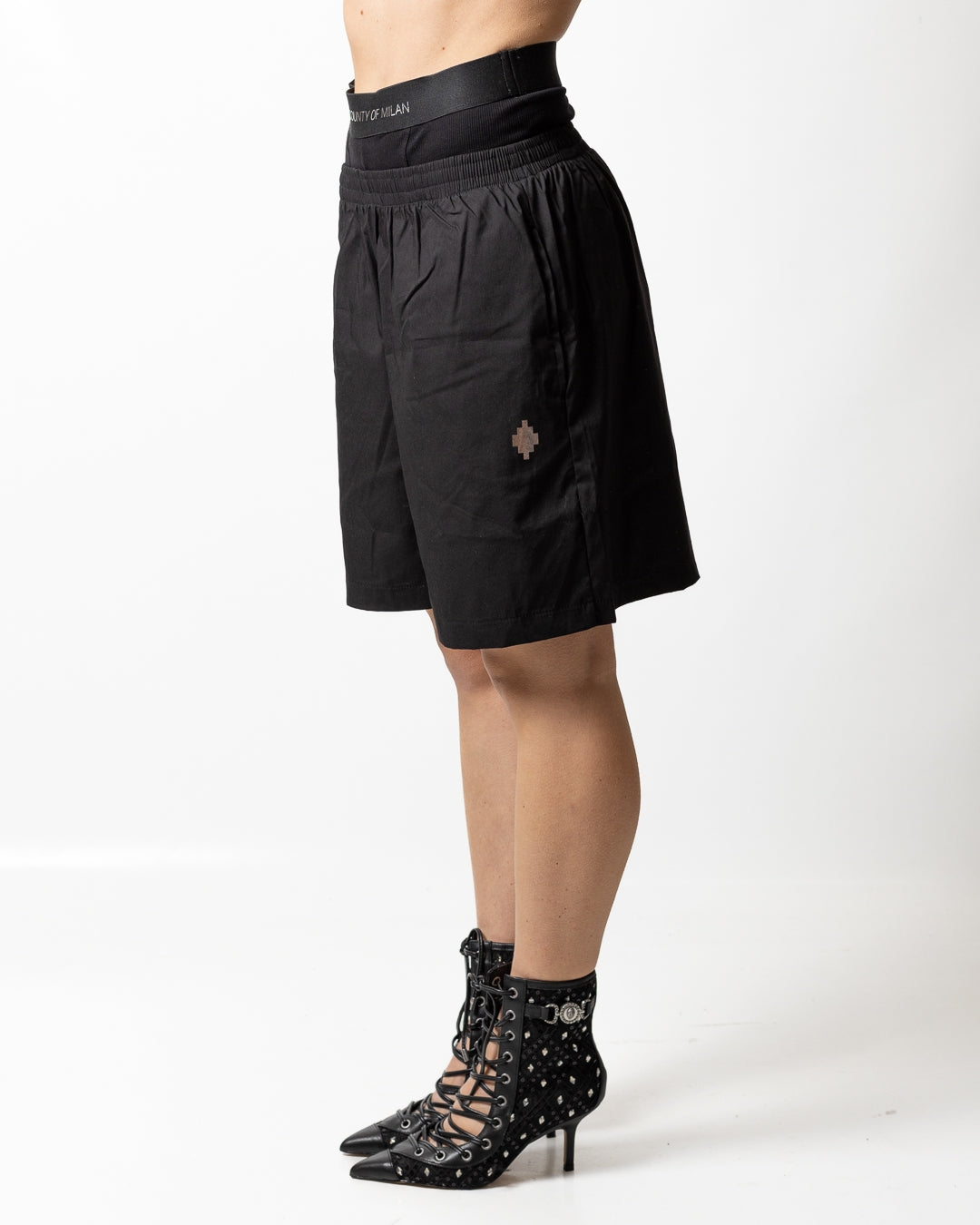 Bermuda Marcelo Burlon in popeline con fascia logata donna