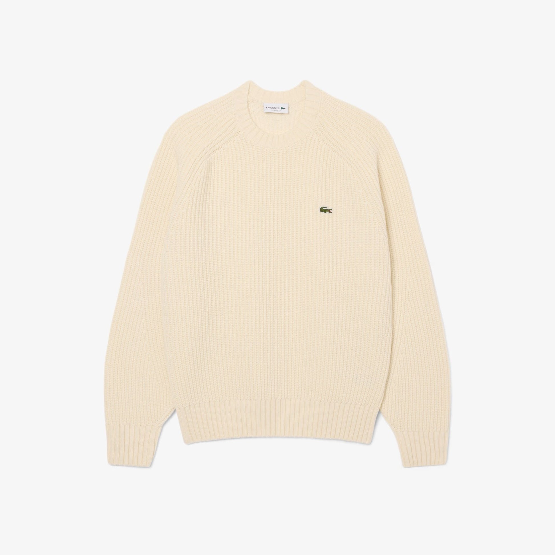 Maglia Lacoste girocollo in lana con costine uomo