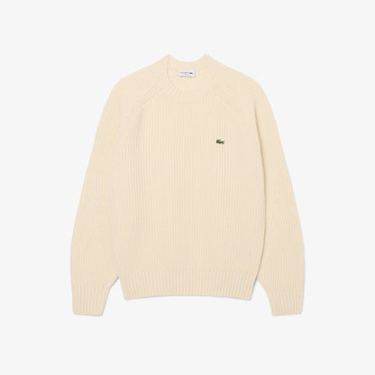 Maglia Lacoste girocollo in lana con costine uomo