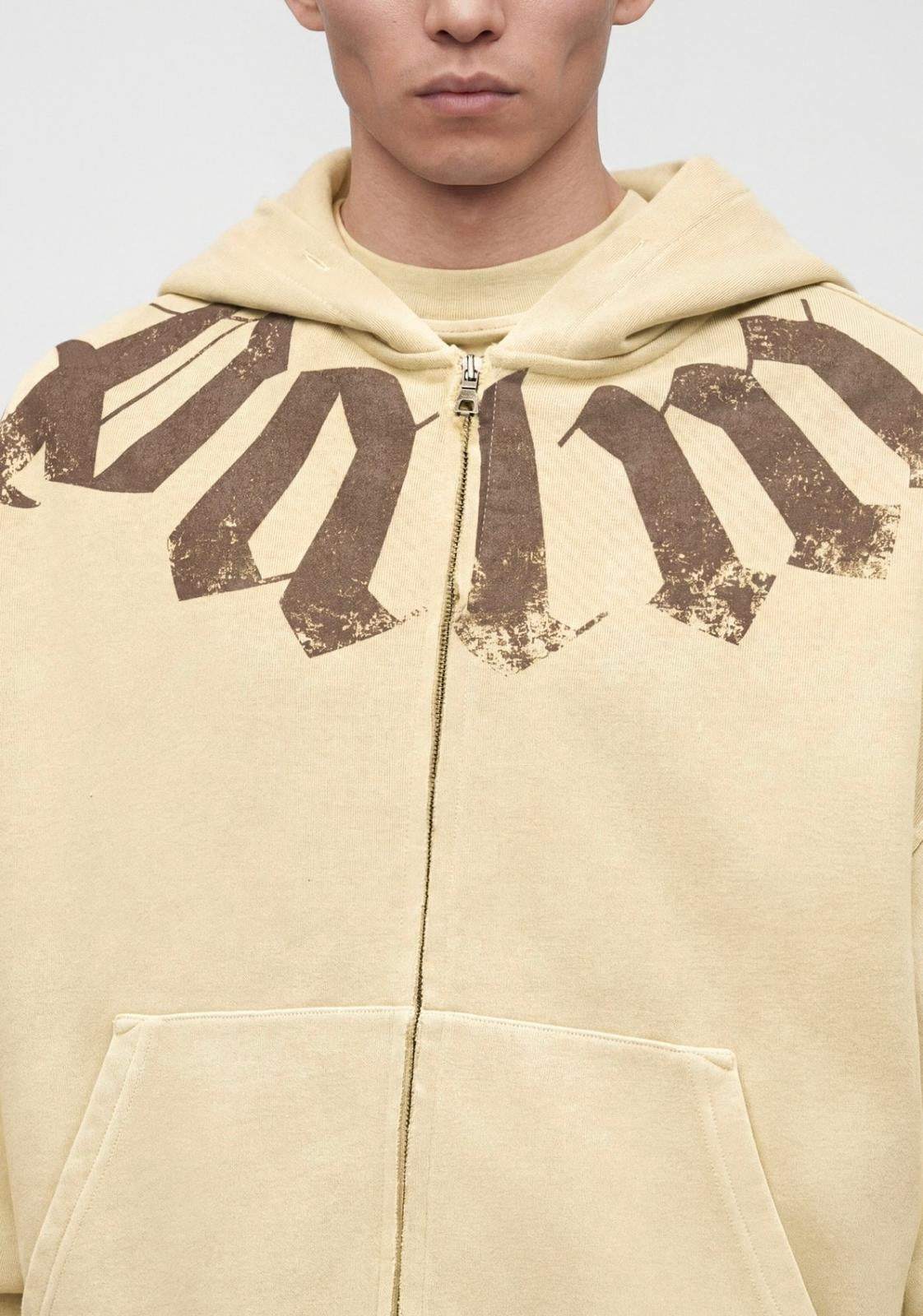 Felpa Palm Angels fullzip con cappuccio "Big Neck Logo" uomo