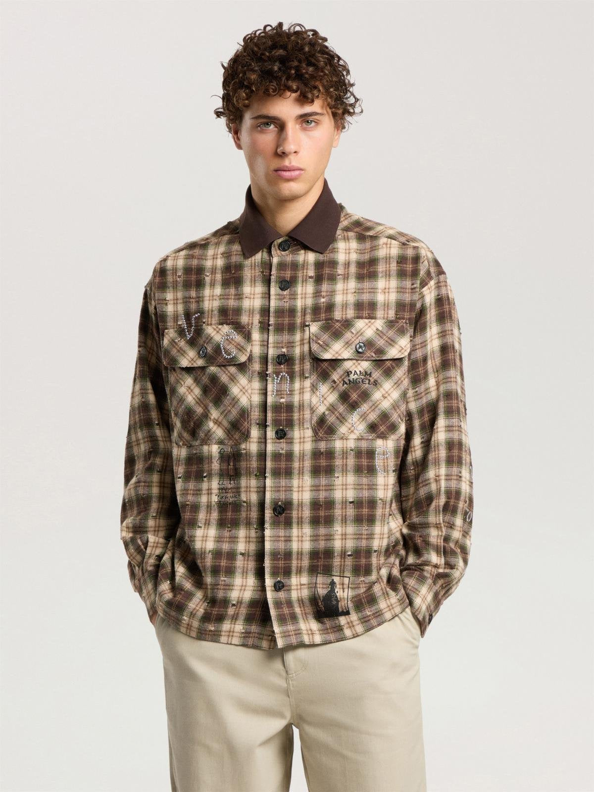 Camicia Palm Angels in flanella "Surfer Dream" uomo