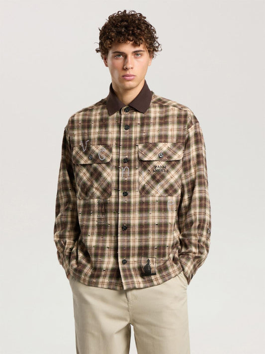 Camicia Palm Angels in flanella "Surfer Dream" uomo