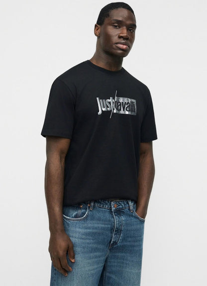 T-Shirt Just Cavalli girocollo con logo lucido e ricamo  uomo