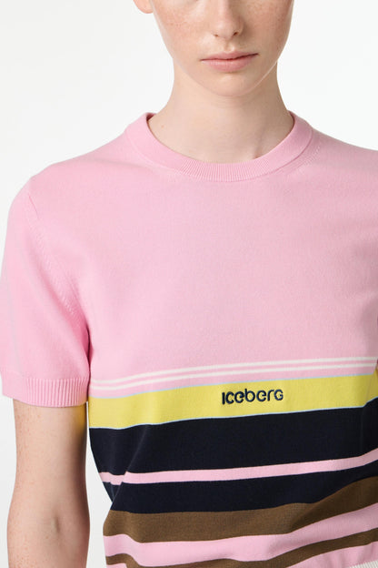 T-Shirt Iceberg in maglia a strisce donna
