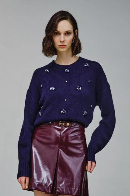 Maglia Nenette in lana e cashmere con pietre decorative