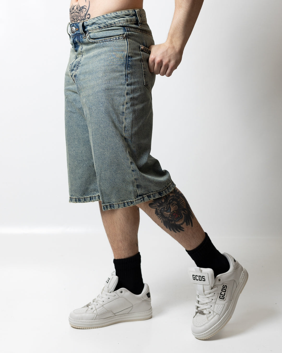 Bermuda Richmond X logato in jeans uomo