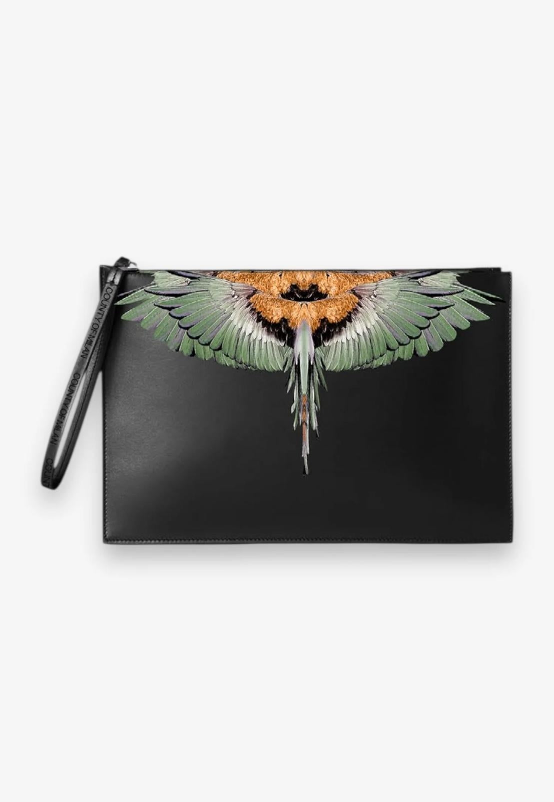 Pochette Marcelo Burlon in ecopelle con logo wings colorfull