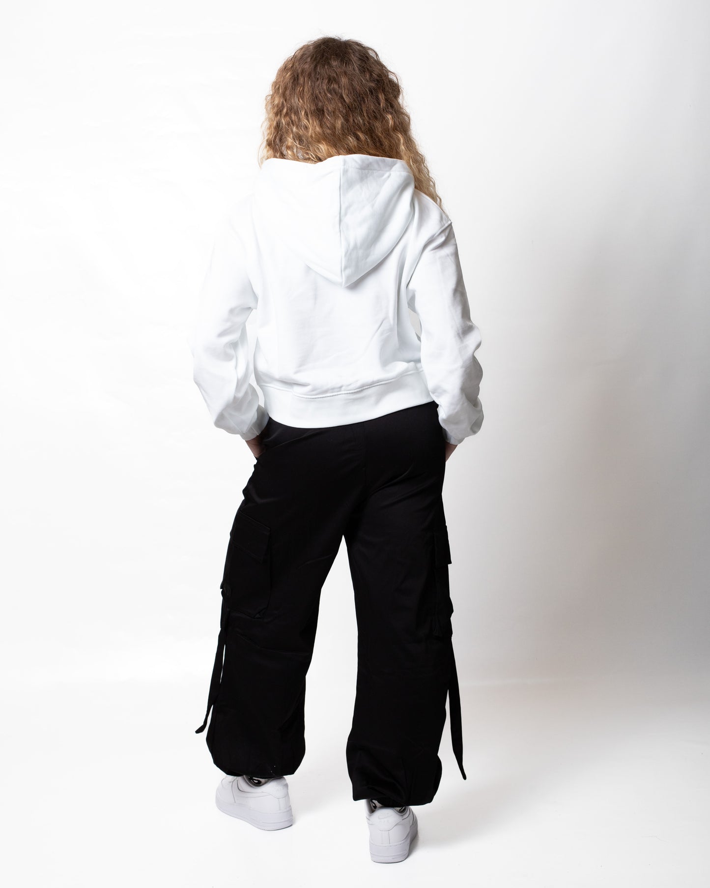 Felpa Disclaimer cropped con coulisse brillantinata donna