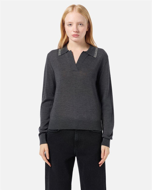 Maglia polo Iceberg in lana con logo ricamato