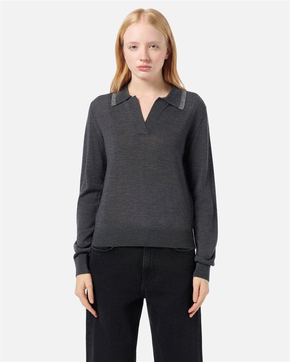 Maglia polo Iceberg in lana con logo ricamato