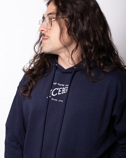 Felpa Iceberg con cappuccio e dettagli in maglia uomo