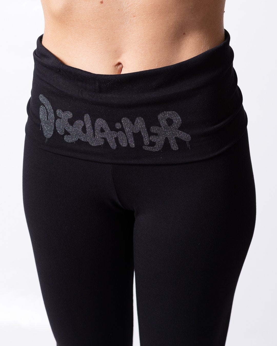 Leggings Disclaimer con logo stampato effetto glitter