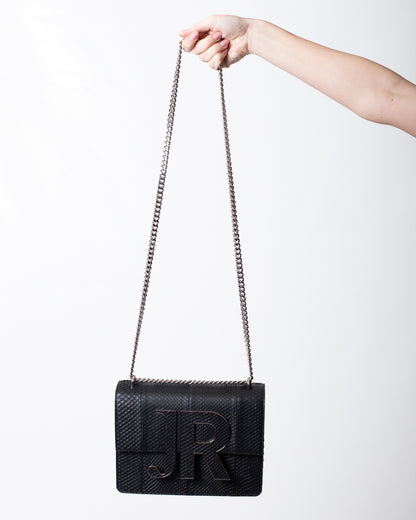 Borsa John Richmond black pitonata con maxi placca donna