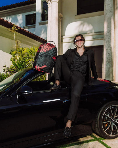 Zaino Sprayground nero Red Leopard puffer dlx  backpack