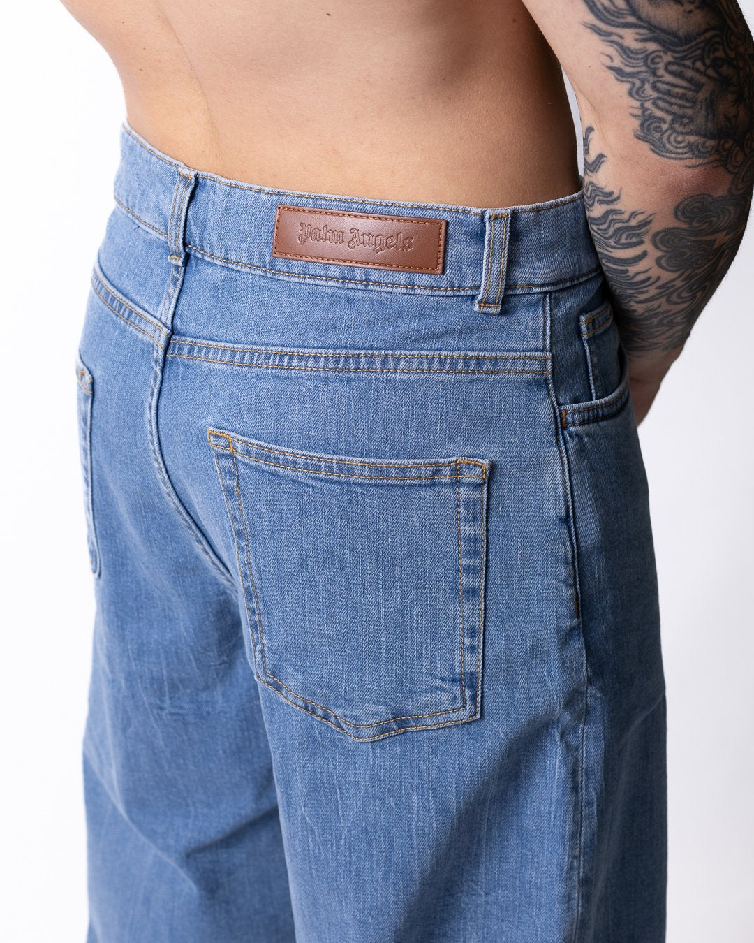 Jeans Palm Angels logo stampato 
