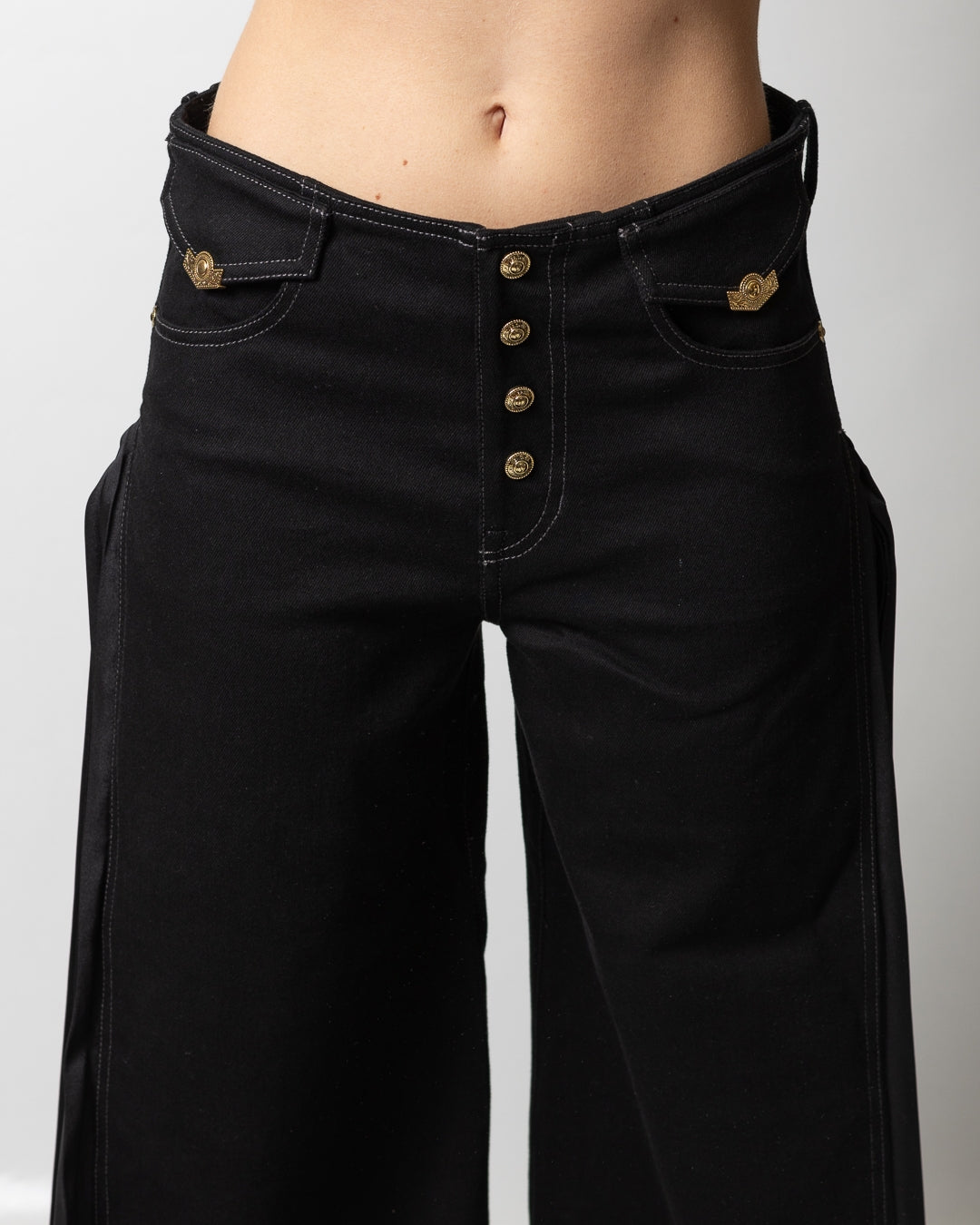 Pantalone Versace Jeans Couture in denim con dettagli in seta donna