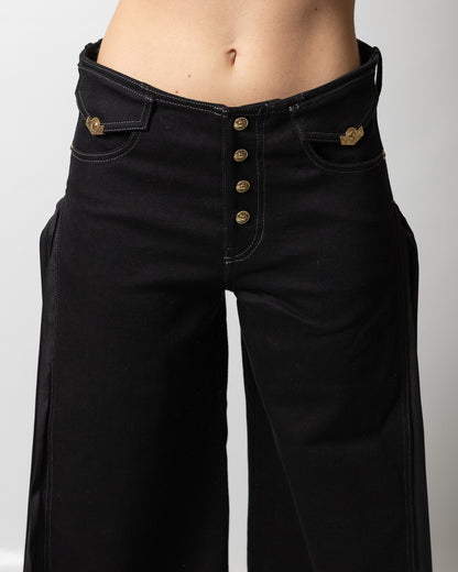 Pantalone Versace Jeans Couture in denim con dettagli in seta donna