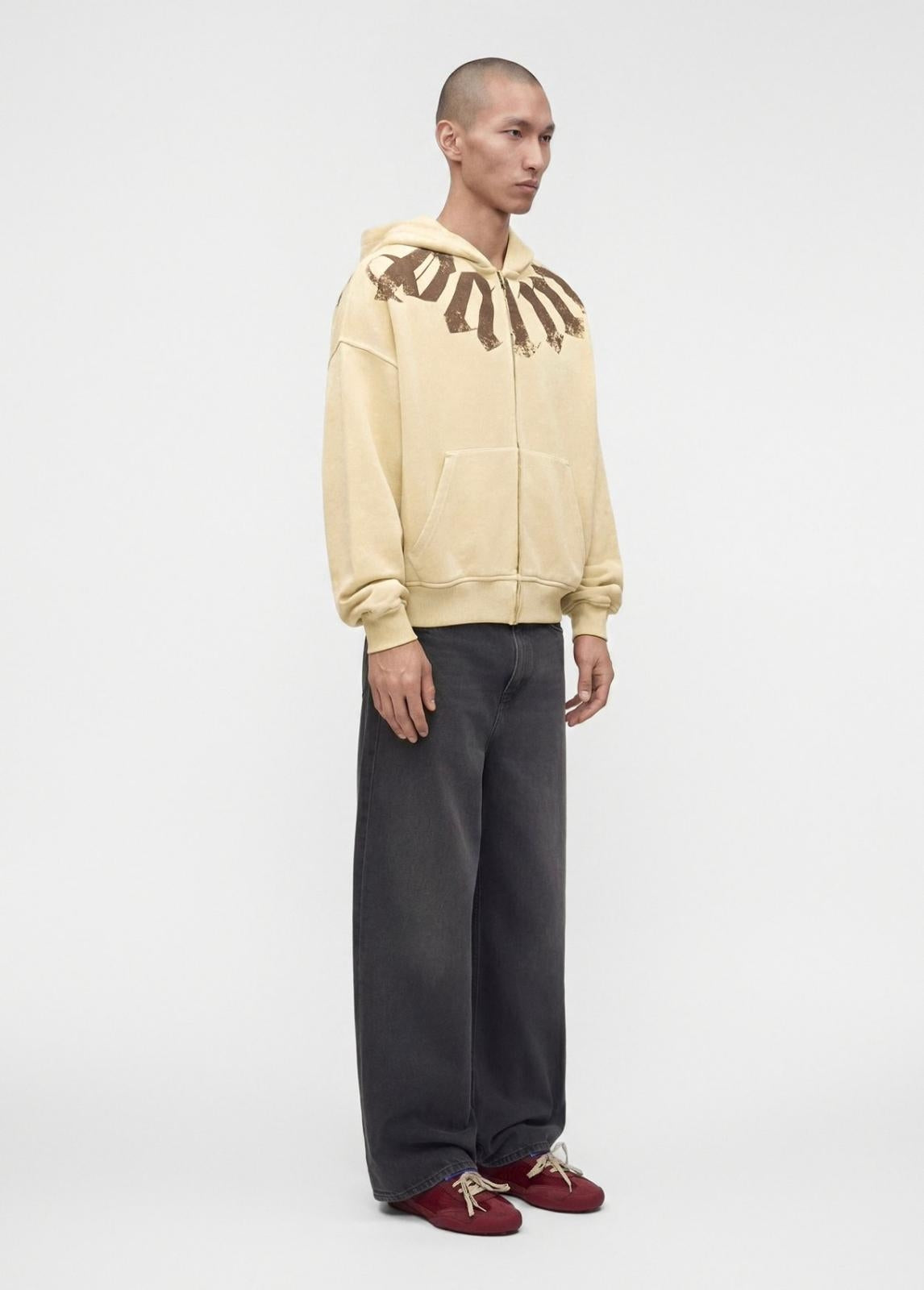 Felpa Palm Angels fullzip con cappuccio "Big Neck Logo" uomo